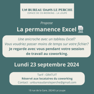 Un bureau dans le Perche,
coworking, co-working, bureaux partagés, location bureaux meublés, location bureaux, bureaux meublés, salle de réunion, salle de formation, réunion, formation, La Loupe, Courville, Courville sur Eure, Senonches, Nogent Le Rotrou, Nogent, Le Perche, perche